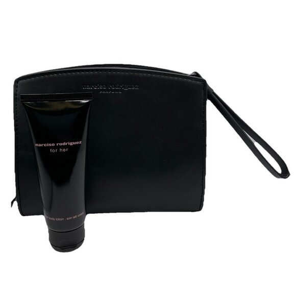 NARCISO RODRIGUEZ Gift For Her Body Lotion 2.5oz Black Zip Gift Bag Set NEW NWT - Picture 1 of 4